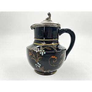 ViTG Sirdar England Miniature Pot Jug Creamer Hand painted Pewter Flip Lid Rare